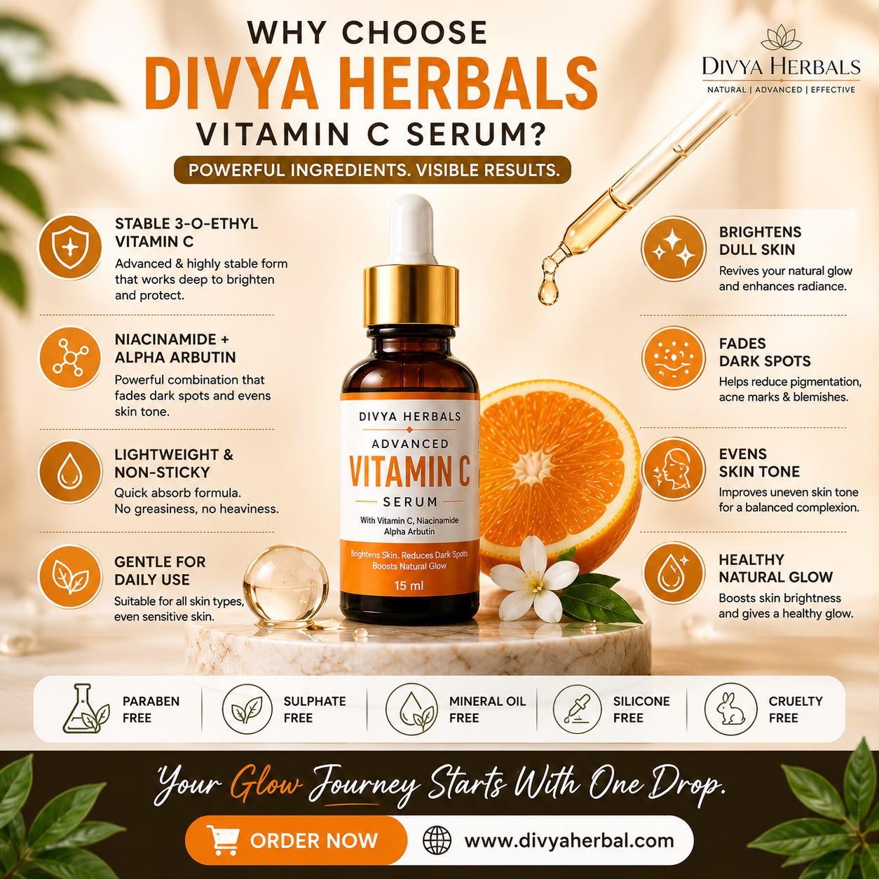 Advanced Vitamin C Face Serum for Glowing Skin, Dark Spots & Pigmentation | With 3-O-Ethyl Vitamin C, Niacinamide & Alpha Arbutin | 15ml thumbnail 3