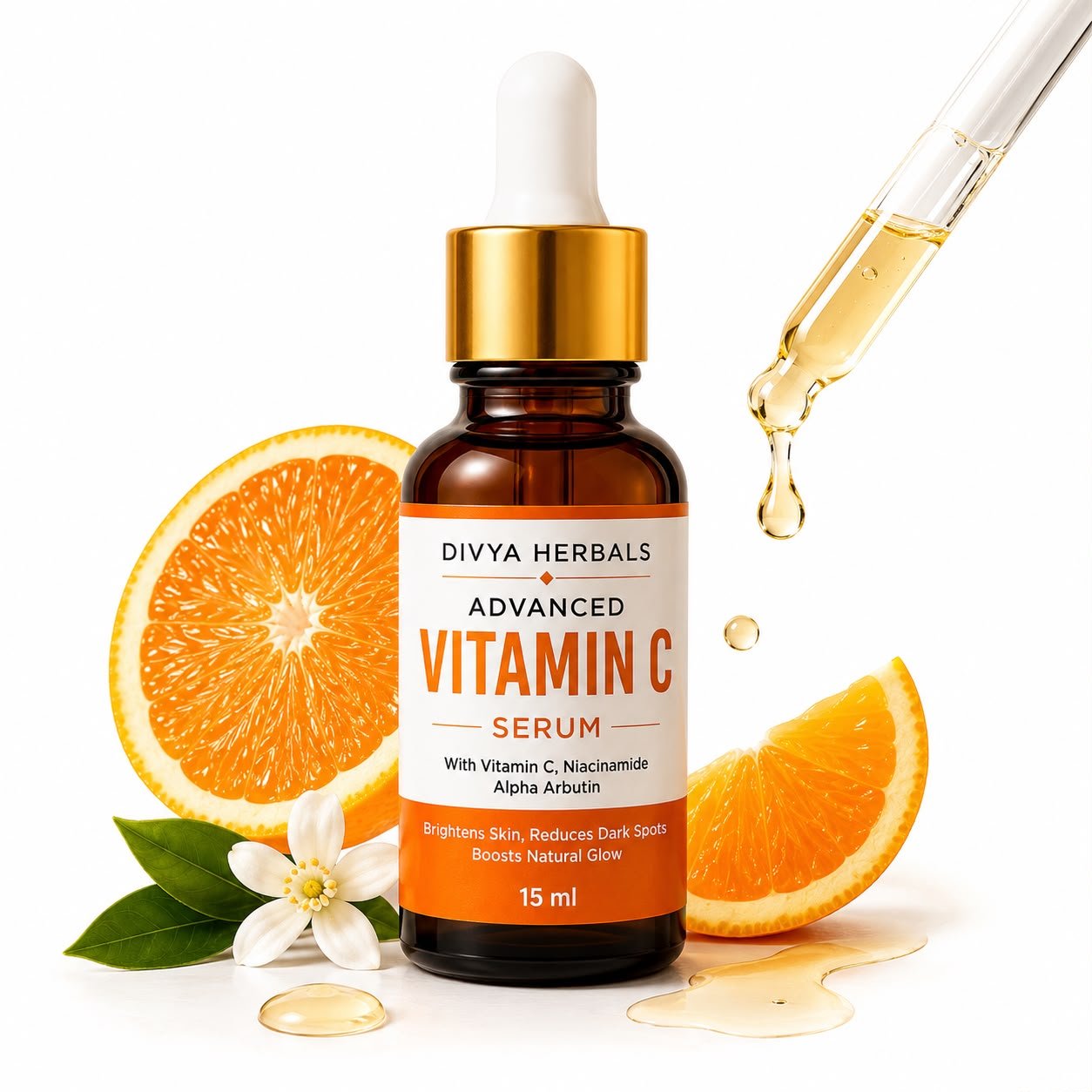 Advanced Vitamin C Face Serum for Glowing Skin, Dark Spots & Pigmentation | With 3-O-Ethyl Vitamin C, Niacinamide & Alpha Arbutin | 15ml